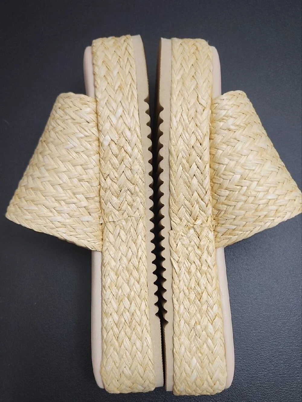 Matisse x Anthropologie Montego Woven Raffia Platform Slide Sandals